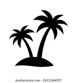 Deux palmiers sur une île silhouette graphique