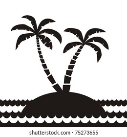 two palm trees on island in the ocean