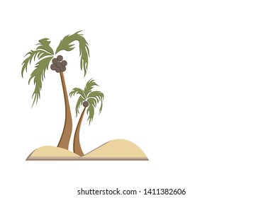 Two palm trees on the sand - vector.
