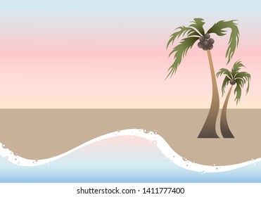 Two palm trees on the sand - vector.
