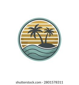 Two palm trees on a small island