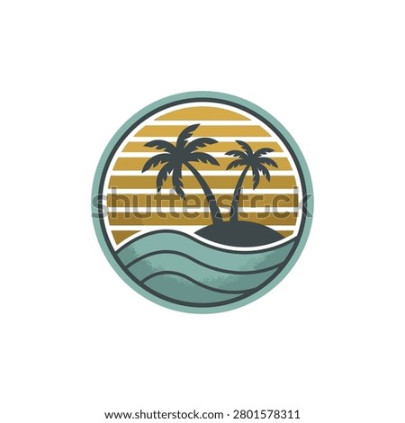 Two palm trees on a small island