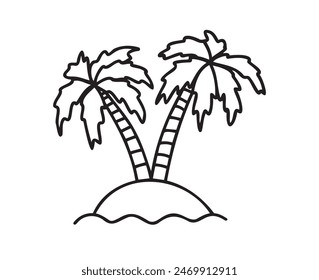 Two palm trees outline doodle icon. Hand drawn doodle style. Vector illustration