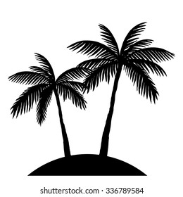 two palm trees silhouette