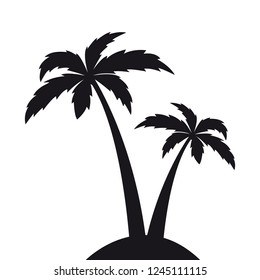 two palm trees silhouette vector illustration EPS10