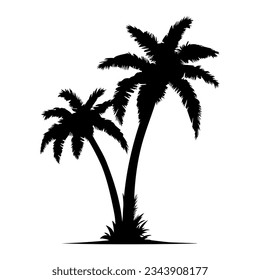 Two Palm trees silhouette. Vector illustration