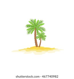 Two Palm Trees Standing On Sandy Beach
