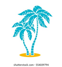 Two palm trees vector icon isolated.