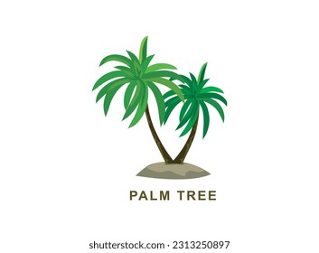 two palm trees vector illustration, coconut trees hand drawing art