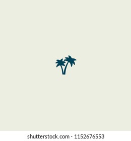Two palms blue icon on muted beige background concept wallpaper with minimal oasis vector illustration