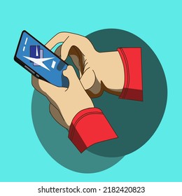 zwei Palmen, die mit einem Handy rechnen
