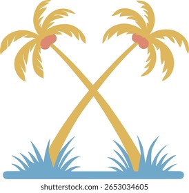 Two Palms Crossed at the Middle with Plants and Grass at the Bottom