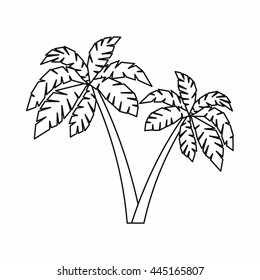 Two palms icon in outline style isolated on white background