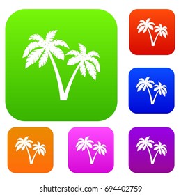 Two palms set icon in different colors isolated vector illustration. Premium collection
