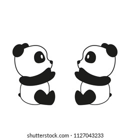Two pandas isolated on white background. Vector illustration. eps 10