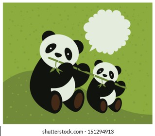 Two pandas. Vector illustration.