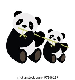 Two pandas. Vector illustration.