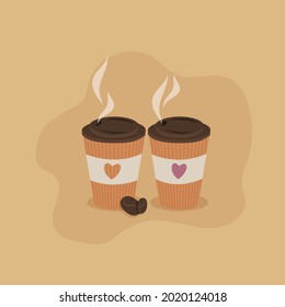 dos tazas de café de papel para llevar
