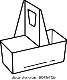 Two paper cup carrier. Vector outline icon.