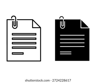 Two paper documents with paperclip one white and one black with text lines