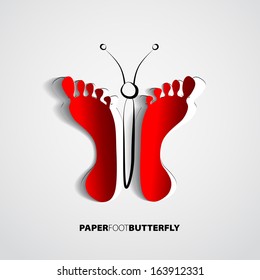Two Paper Footprint isolated on white - vector illustration