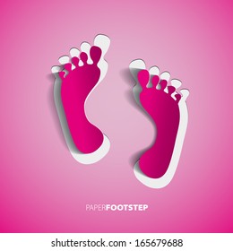 Two Paper Footprint isolated on white - vector illustration