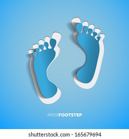 Two Paper Footprint isolated on white - vector illustration
