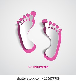 Two Paper Footprint isolated on white - vector illustration