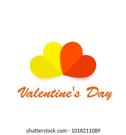 Two paper hearts on a white background. Vector illustration .