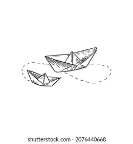 Two paper hooks with a dotted line sketch vector illustration hand draw