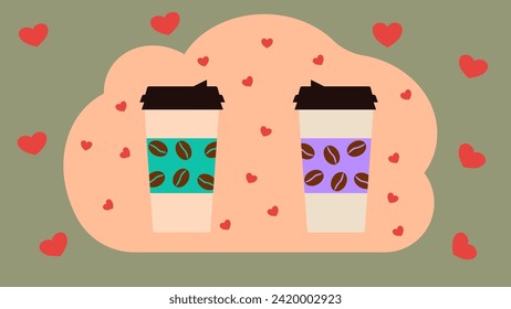 Dos tazas calientes de café de papel