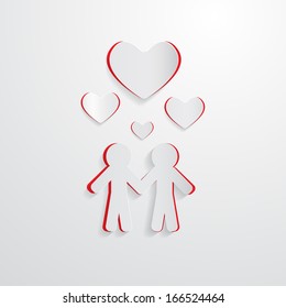 Two Paper People and Hearts