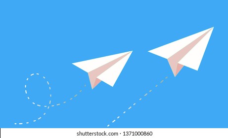 Two paper planes are in a competition. The one which goes directly wins.