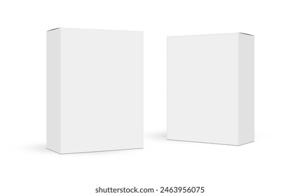 Two Paper Rectangular Packaging Boxes, Side View, Isolated On White Background. Vector Illustration