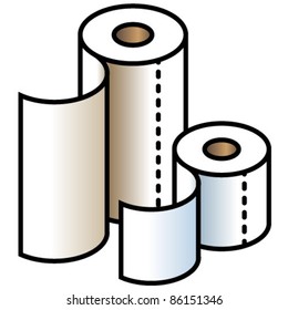 Two paper rolls. These are two separate items. Gradients can be edited to change the paper color.
