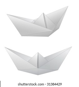 Two paper ships isolated on white - vector