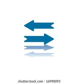 Two Parallel Horizontal Arrows, Top Pointing Left, Bottom Pointing Right