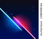 Two parallel light swords on dark blue space background. Vector illustration.