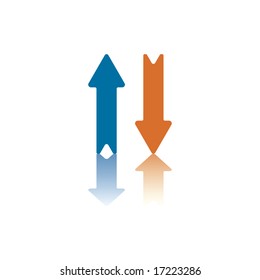 Two Parallel Vertical Arrows, Right One Pointing Down, Left One Pointing Up