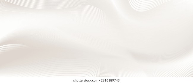 Two parallel wavy lines of thin brown and beige stripes on a white background abstract wave