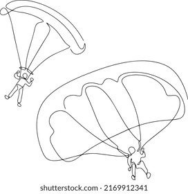 Two paratroopers are flying. Vector illustration.