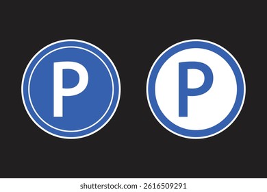 Two Parking Icons on a Dark Background.
