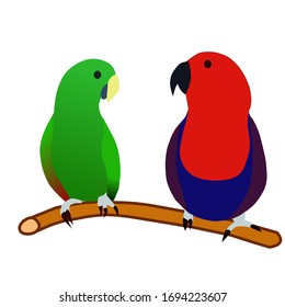 
dos loros enamorados. Ilustración del vector