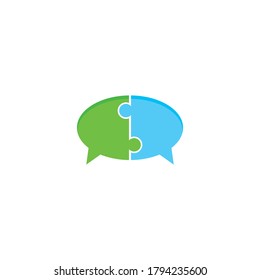 Two part puzzle logo icon vector illustration design