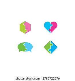 Two part puzzle logo icon vector illustration design 