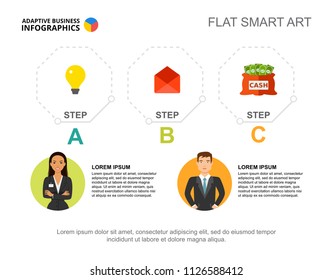 Two partners process chart template for presentation. Business data visualization. Strategy, team, planning, teamwork or marketing creative concept for infographic, project layout.