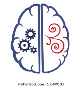 Two parts of human brain symbolic vector image.