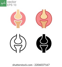Two Parts Of The Skeleton Are Fitted Together By Knee Joint. Human Bone Joint Structure. Human Internal Body Part Sign. Joints Icon. Vector Illustration Design On White Background. EPS10