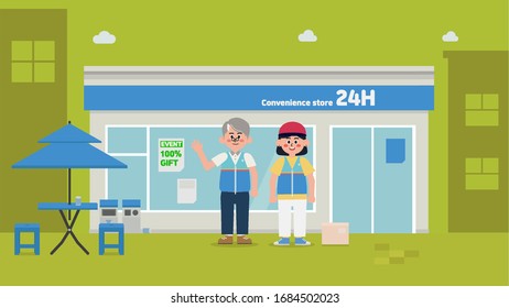  Two Part-timer Are Working At A Convenience Store 