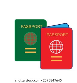 Two passport one green and one red - Travel illustration , holiday vector , 